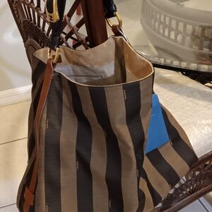 Fendi Black and Brown Striped Shoulder Bag EXCELENT CONDITION""
